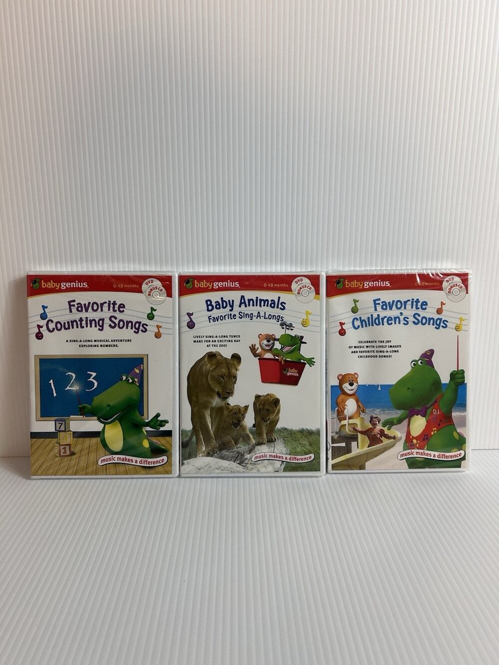 3 DVD Baby Genius NEW Lot Favorite Children's Songs Animals Counting Educational